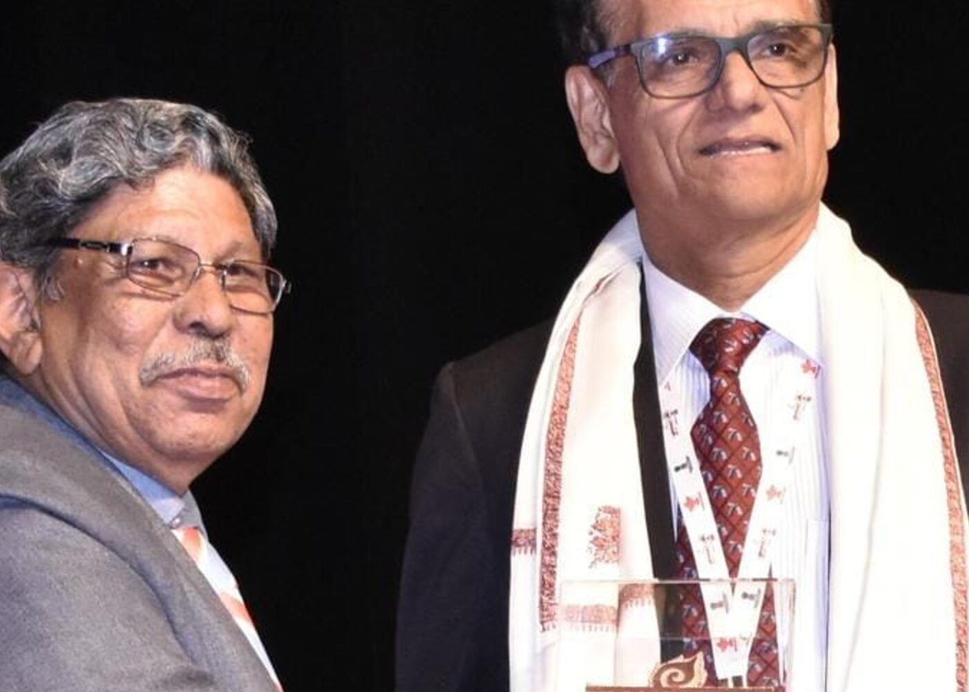 Writers being honoured on stage at a Sahitya Akademi award ceremony